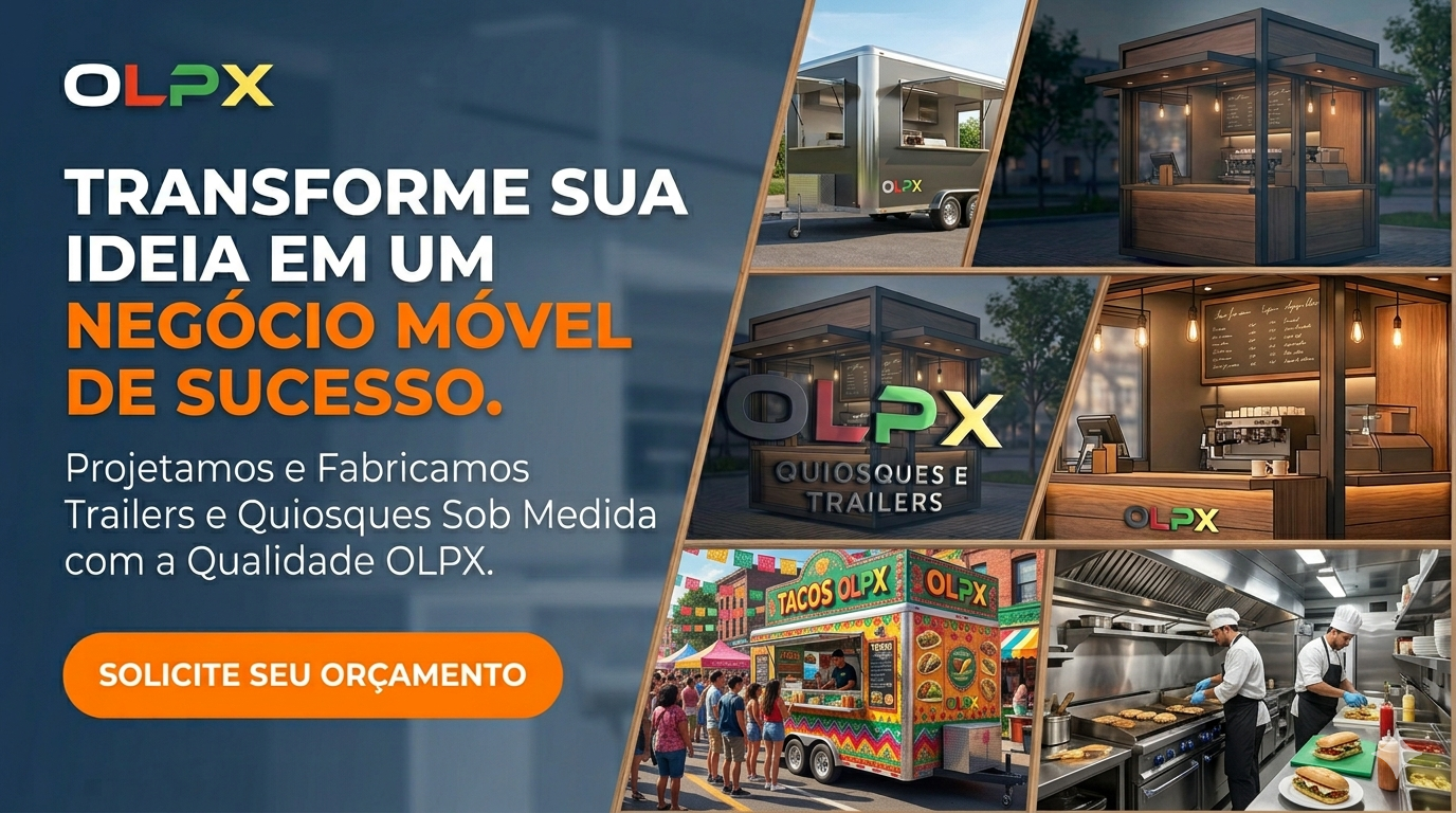 Imagem conceitual da marca OLPX Quiosques e Trailers