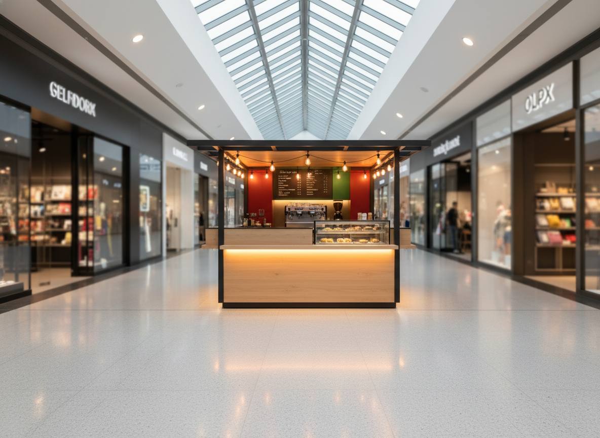 Quiosque para shopping fabricado pela OLPX em São Paulo