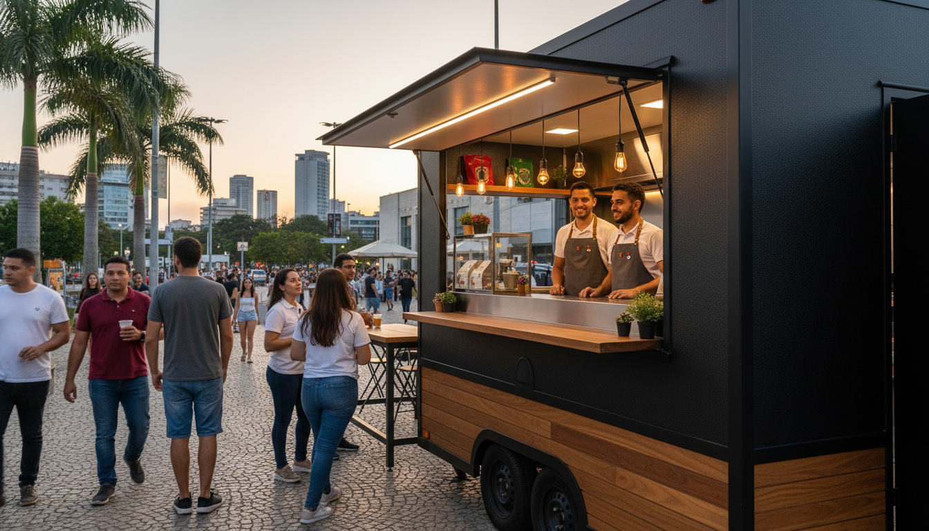 Trailer de lanche fabricado pela OLPX operando em São Paulo